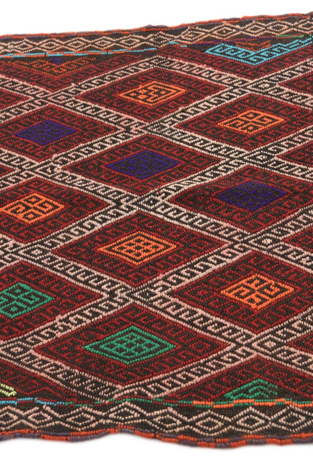 Detail image of 2' 5 x 8' 6 Hand Knotted Kilim Fars Persian Wool Runner Rug