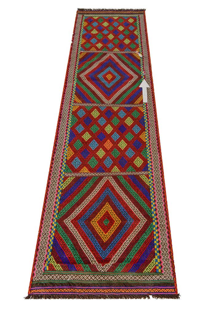 2' 4 x 8' 2 Hand Knotted Kilim Fars Persian Wool Runner Rug