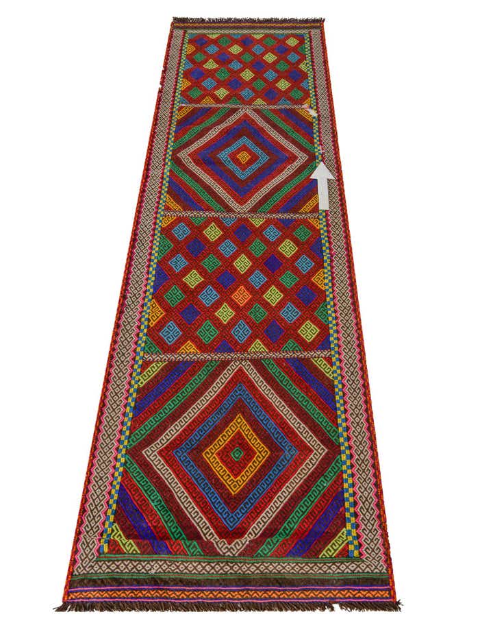 2' 4 x 8' 2 Hand Knotted Kilim Fars Persian Wool Runner Rug