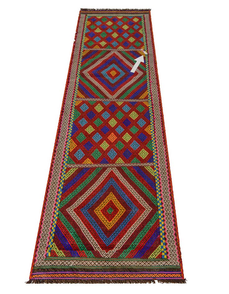 Detail image of 2' 4 x 8' 2 Hand Knotted Kilim Fars Persian Wool Runner Rug