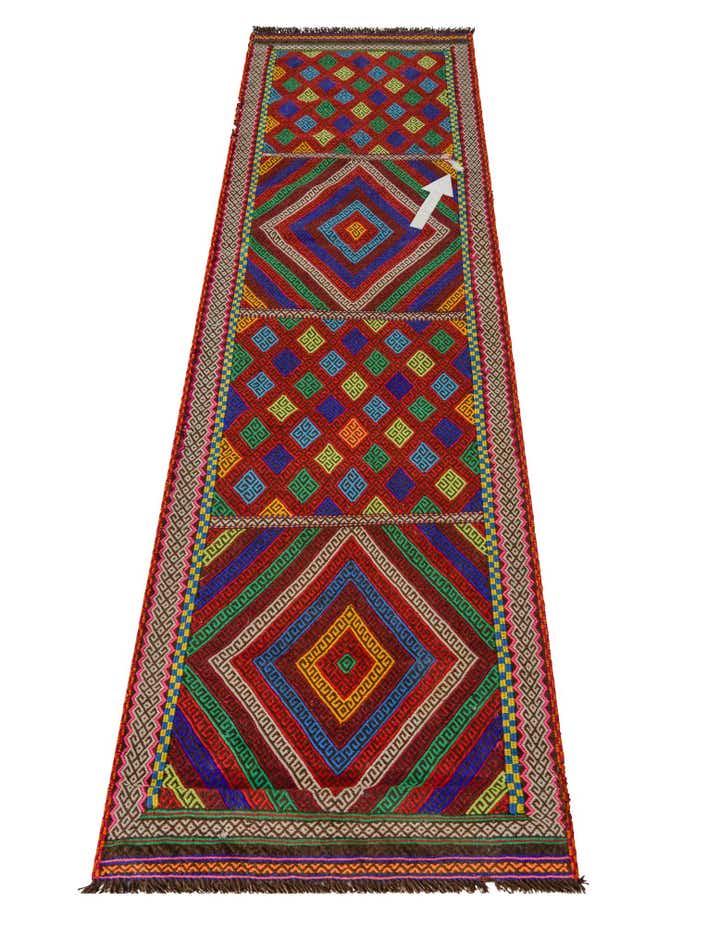 2' 4 x 8' 2 Hand Knotted Kilim Fars Persian Wool Runner Rug