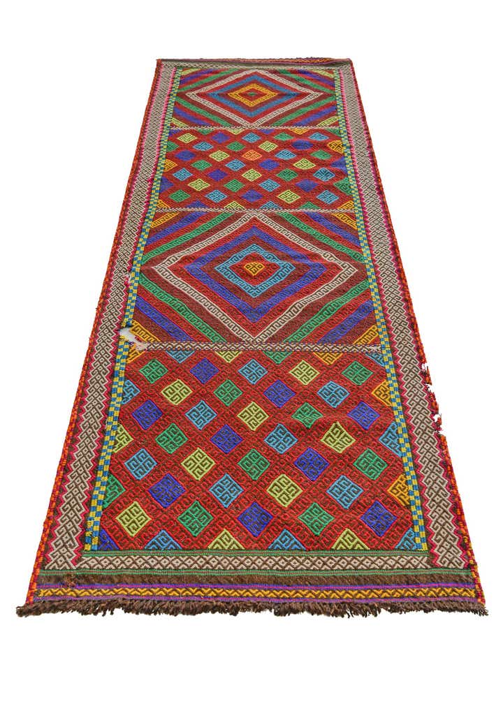 2' 4 x 8' 2 Hand Knotted Kilim Fars Persian Wool Runner Rug