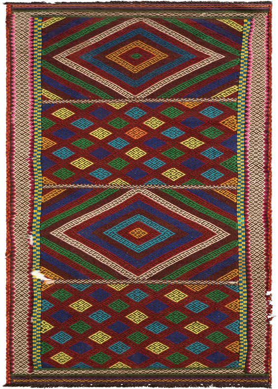2' 4 x 8' 2 Hand Knotted Kilim Fars Persian Wool Runner Rug