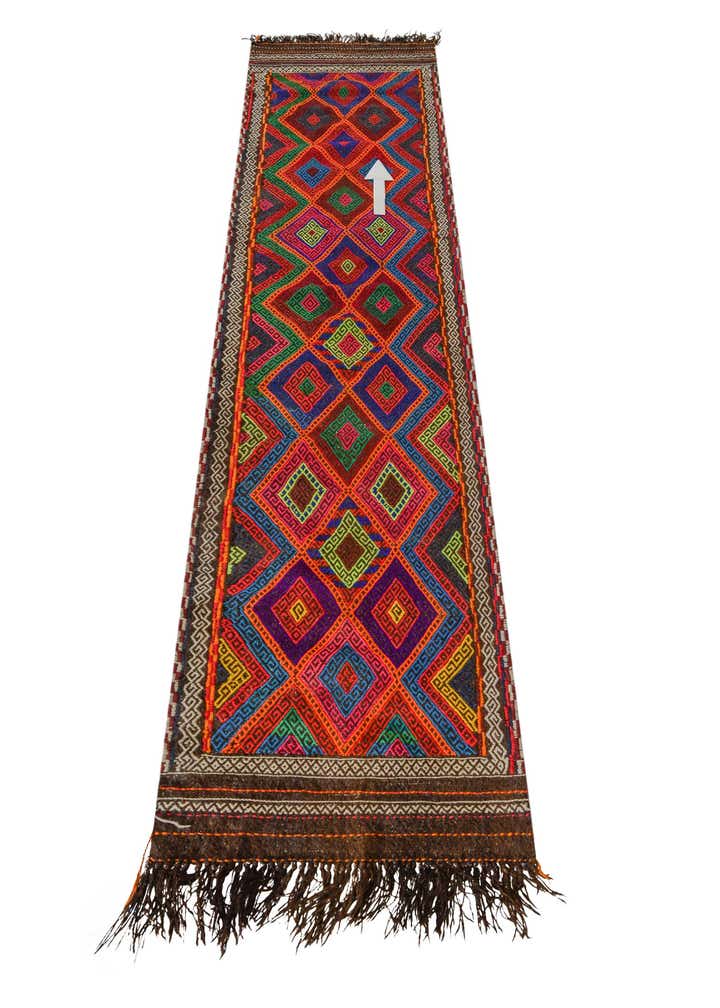 2' 1 x 8' 4 Hand Knotted Kilim Fars Persian Wool Runner Rug