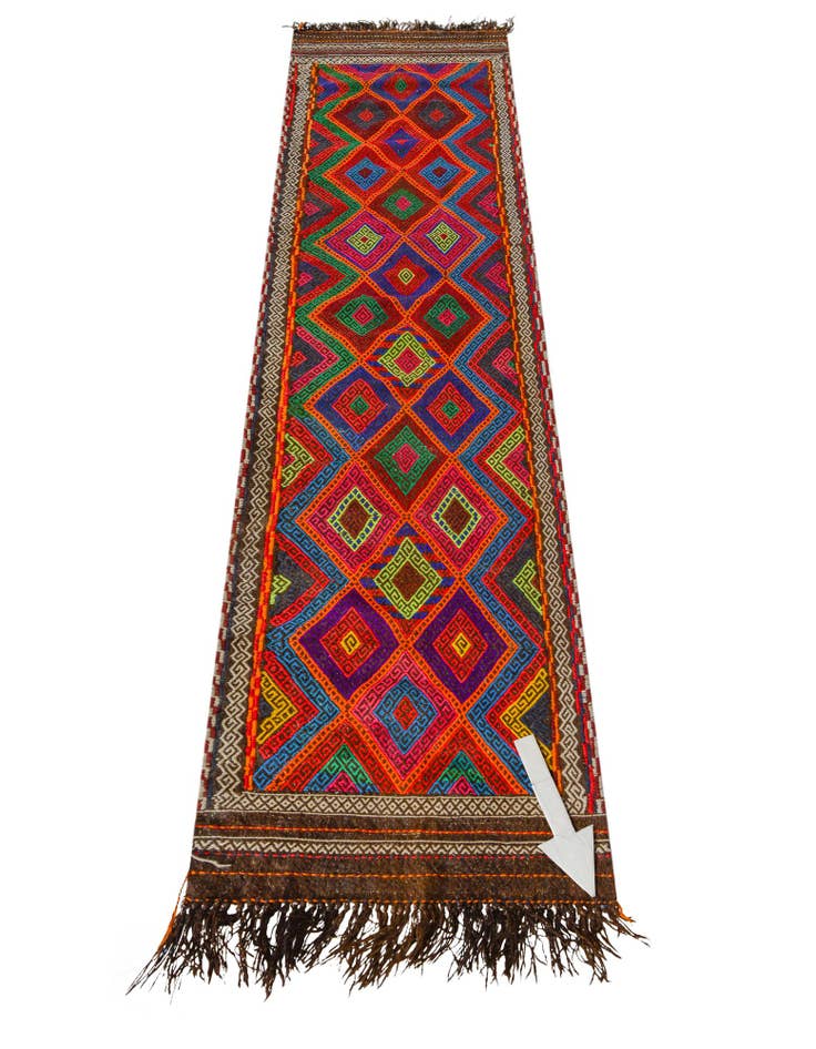Detail image of 2' 1 x 8' 4 Hand Knotted Kilim Fars Persian Wool Runner Rug