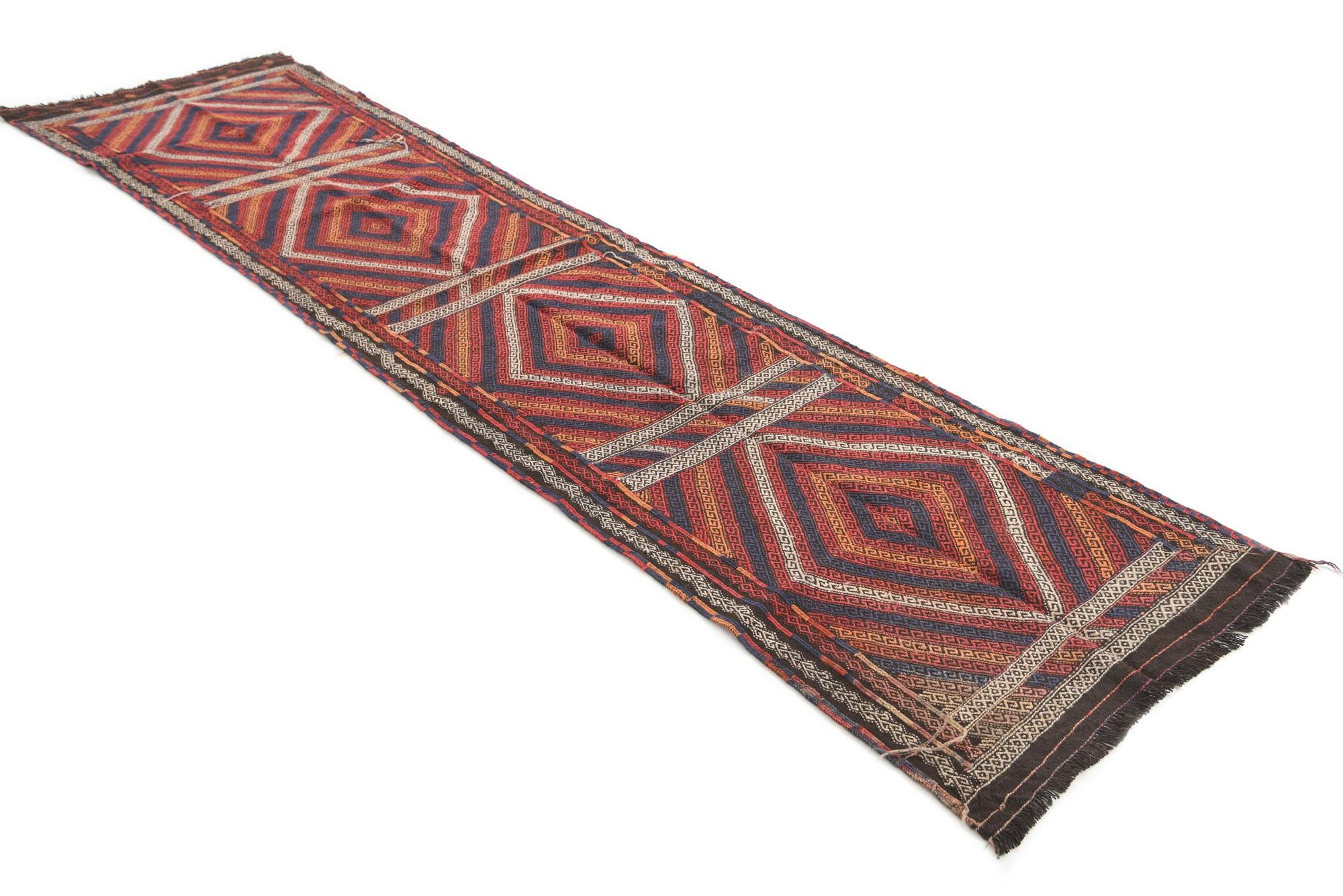 2' 7 x 10' 6 Hand Knotted Kilim Fars Persian Wool Runner Rug
