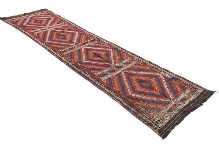 2' 7 x 10' 6 Hand Knotted Kilim Fars Persian Wool Runner Rug