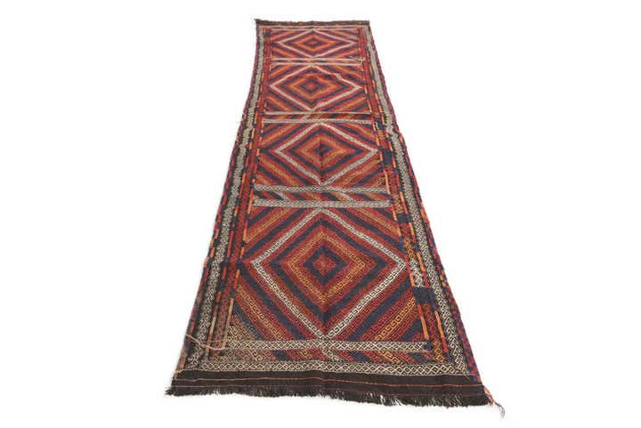 2' 7 x 10' 6 Hand Knotted Kilim Fars Persian Wool Runner Rug