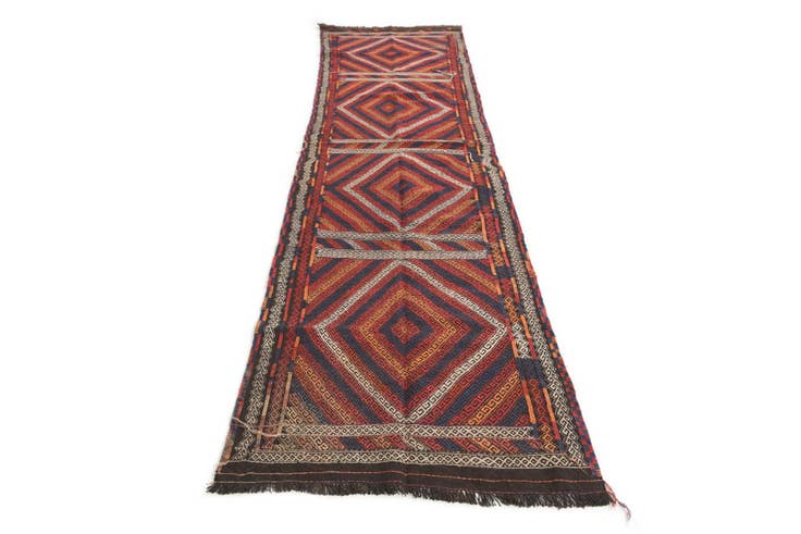 Detail image of 2' 7 x 10' 6 Hand Knotted Kilim Fars Persian Wool Runner Rug