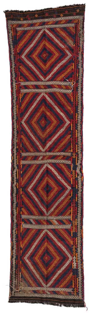 2' 7 x 10' 6 Hand Knotted Kilim Fars Persian Wool Runner Rug