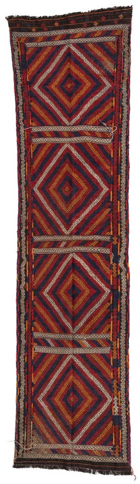 Detail image of 2' 7 x 10' 6 Hand Knotted Kilim Fars Persian Wool Runner Rug