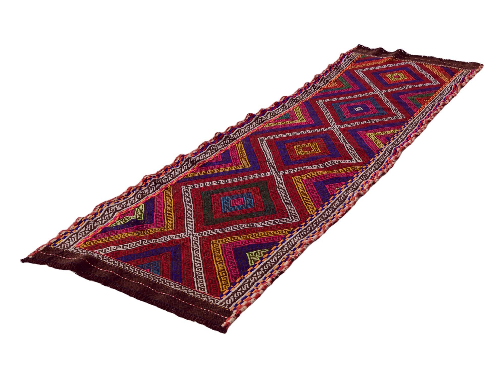 2' 3 x 8' 5 Hand Knotted Kilim Fars Persian Wool Runner Rug