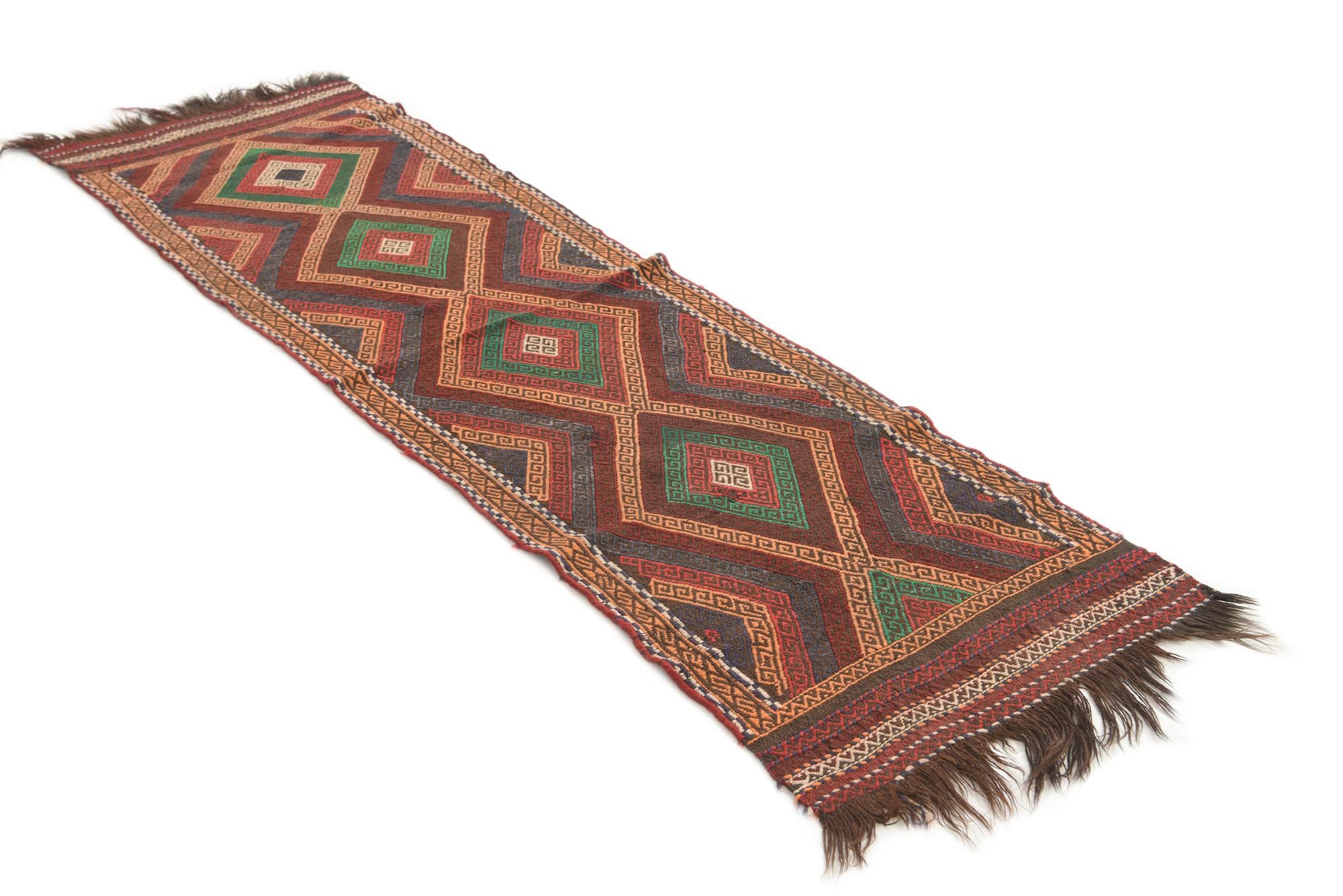2' 1 x 7' 3 Hand Knotted Kilim Fars Persian Wool Runner Rug