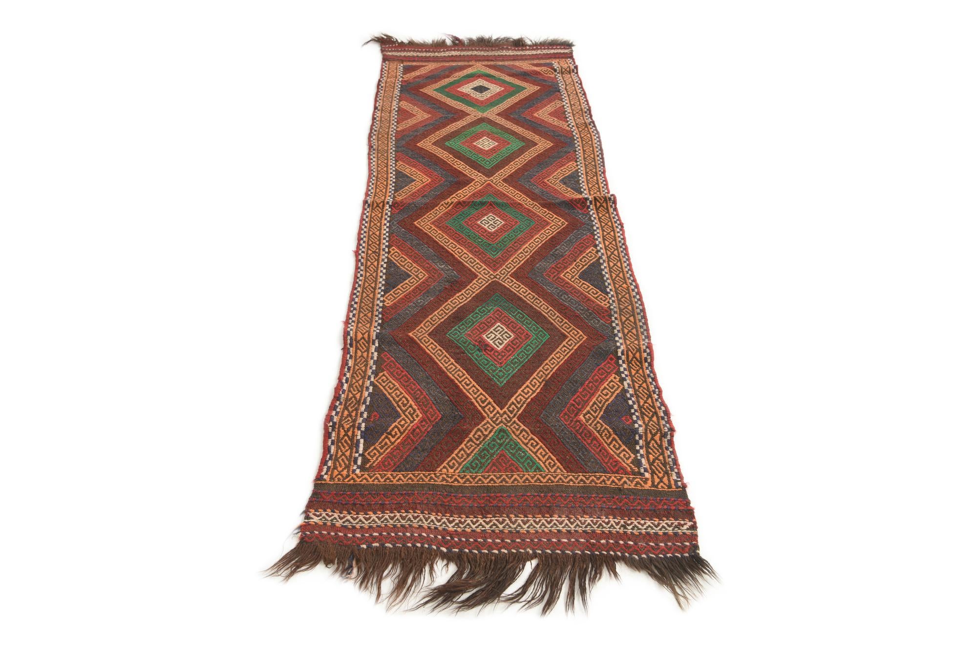 2' 1 x 7' 3 Hand Knotted Kilim Fars Persian Wool Runner Rug