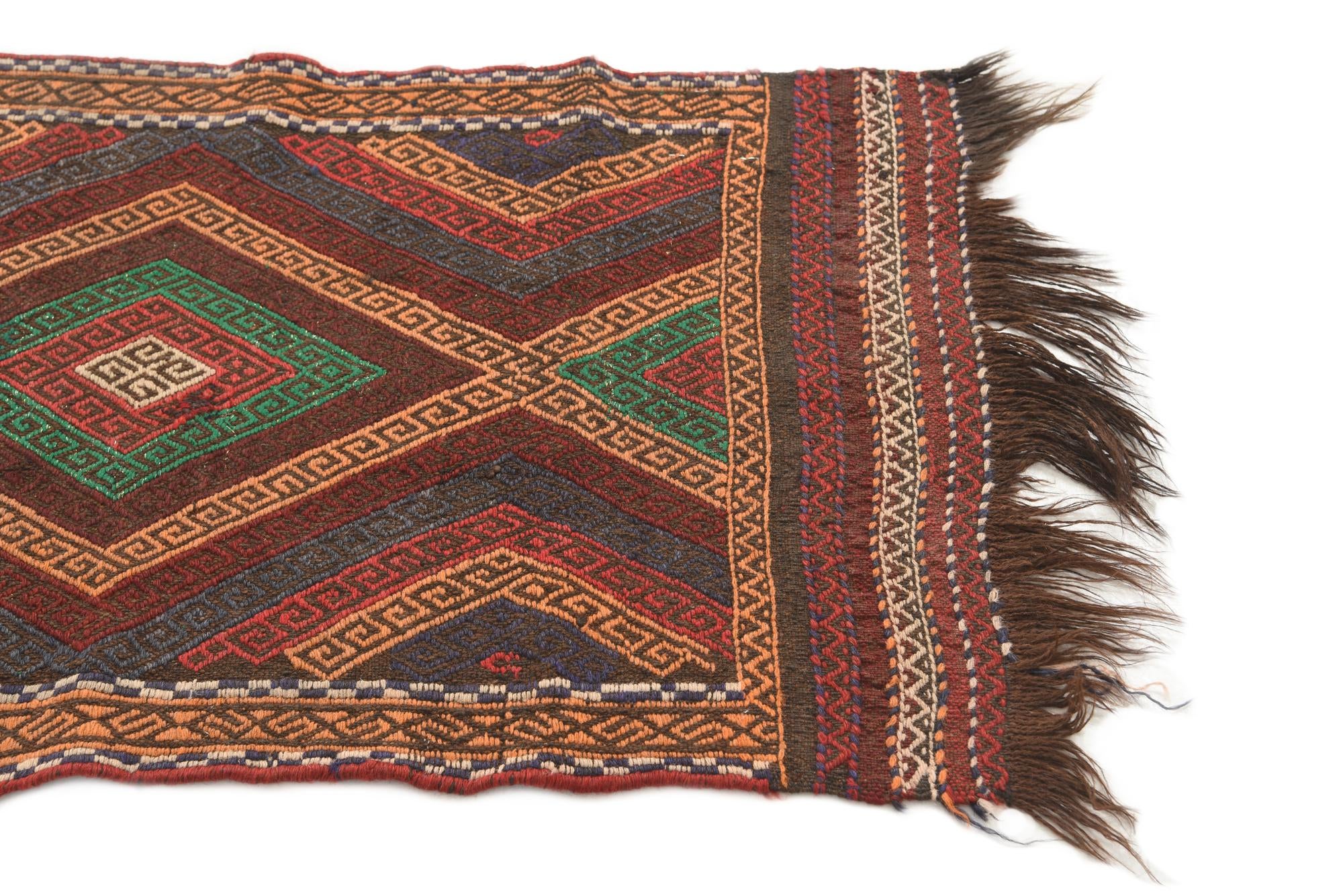 2' 1 x 7' 3 Hand Knotted Kilim Fars Persian Wool Runner Rug