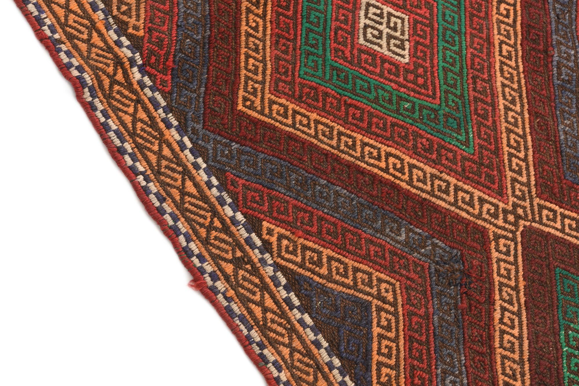 2' 1 x 7' 3 Hand Knotted Kilim Fars Persian Wool Runner Rug