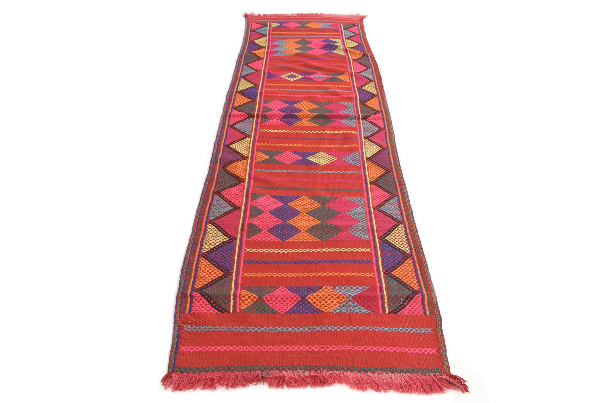 2' 6 x 9' 3 Hand Knotted Kilim Fars Persian Wool Runner Rug