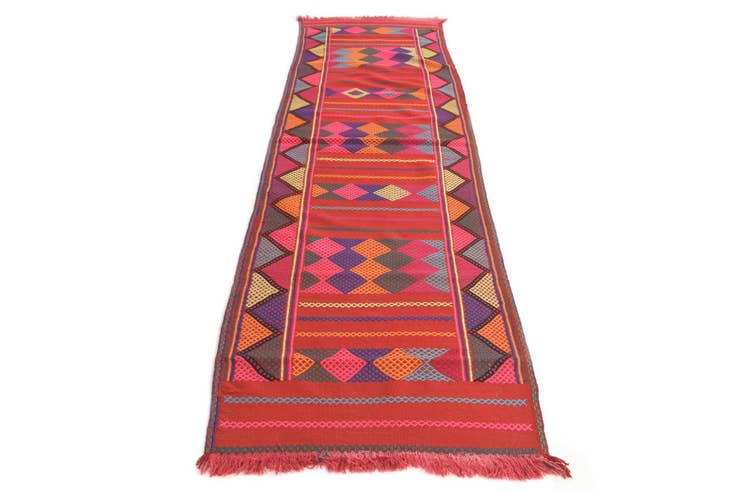 Detail image of 2' 6 x 9' 3 Hand Knotted Kilim Fars Persian Wool Runner Rug