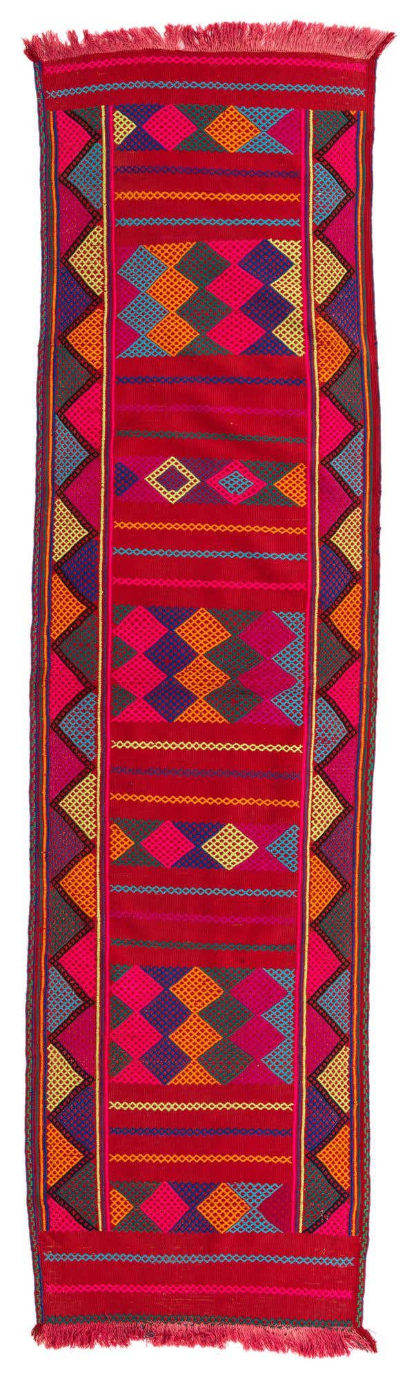 2' 6 x 9' 3 Hand Knotted Kilim Fars Persian Wool Runner Rug