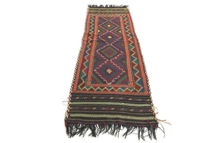 2' 3 x 7' 6 Hand Knotted Kilim Fars Persian Wool Runner Rug