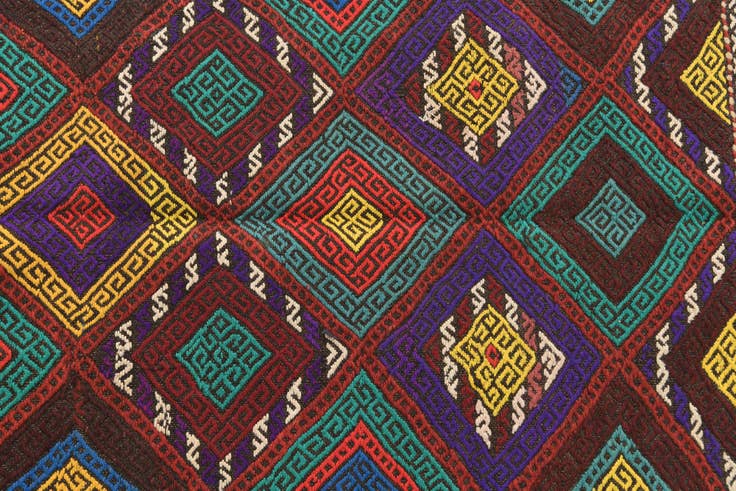 Detail image of 1' 10 x 7' 5 Hand Knotted Kilim Fars Persian Wool Runner Rug