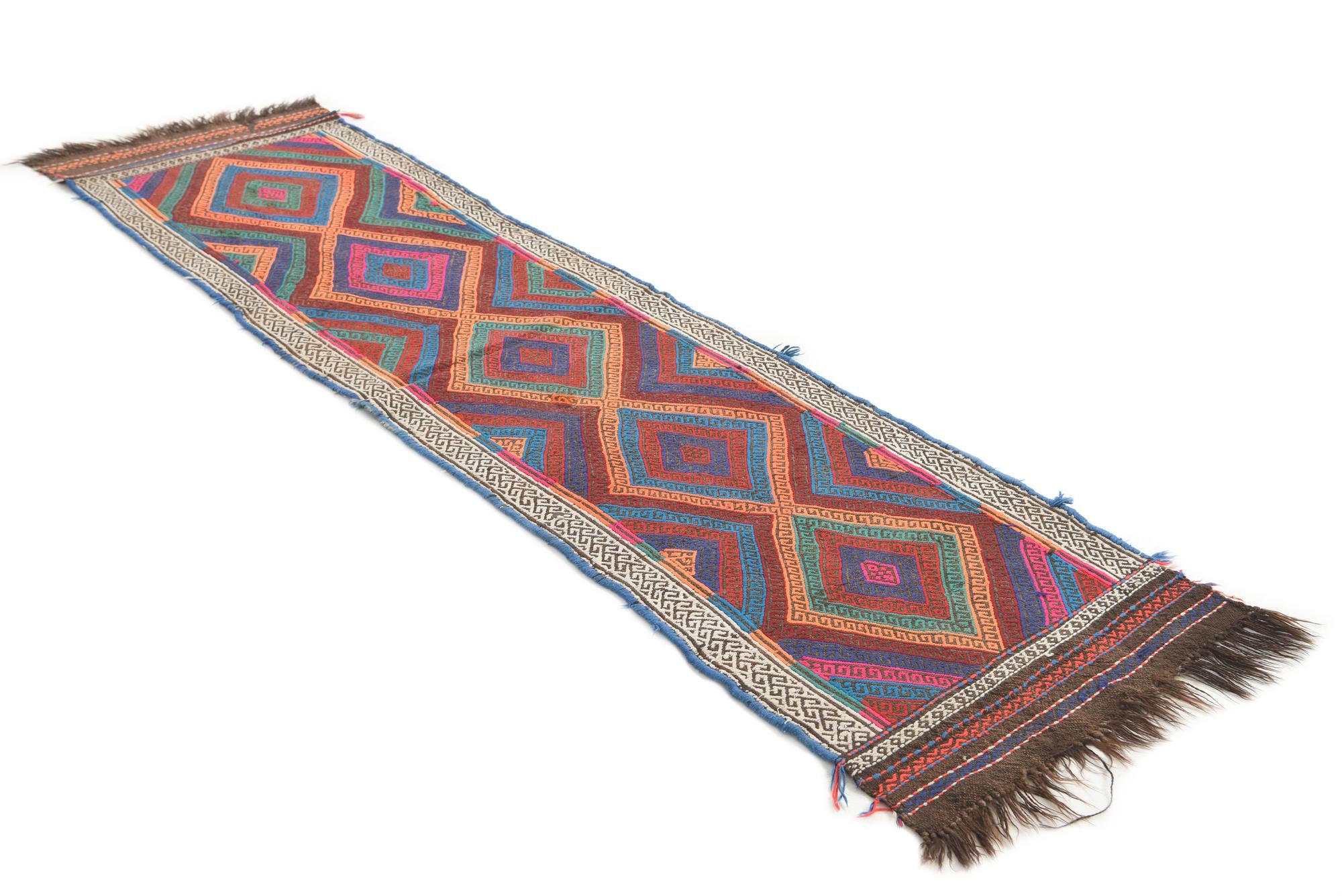 2' 1 x 8' 3 Hand Knotted Kilim Fars Persian Wool Runner Rug