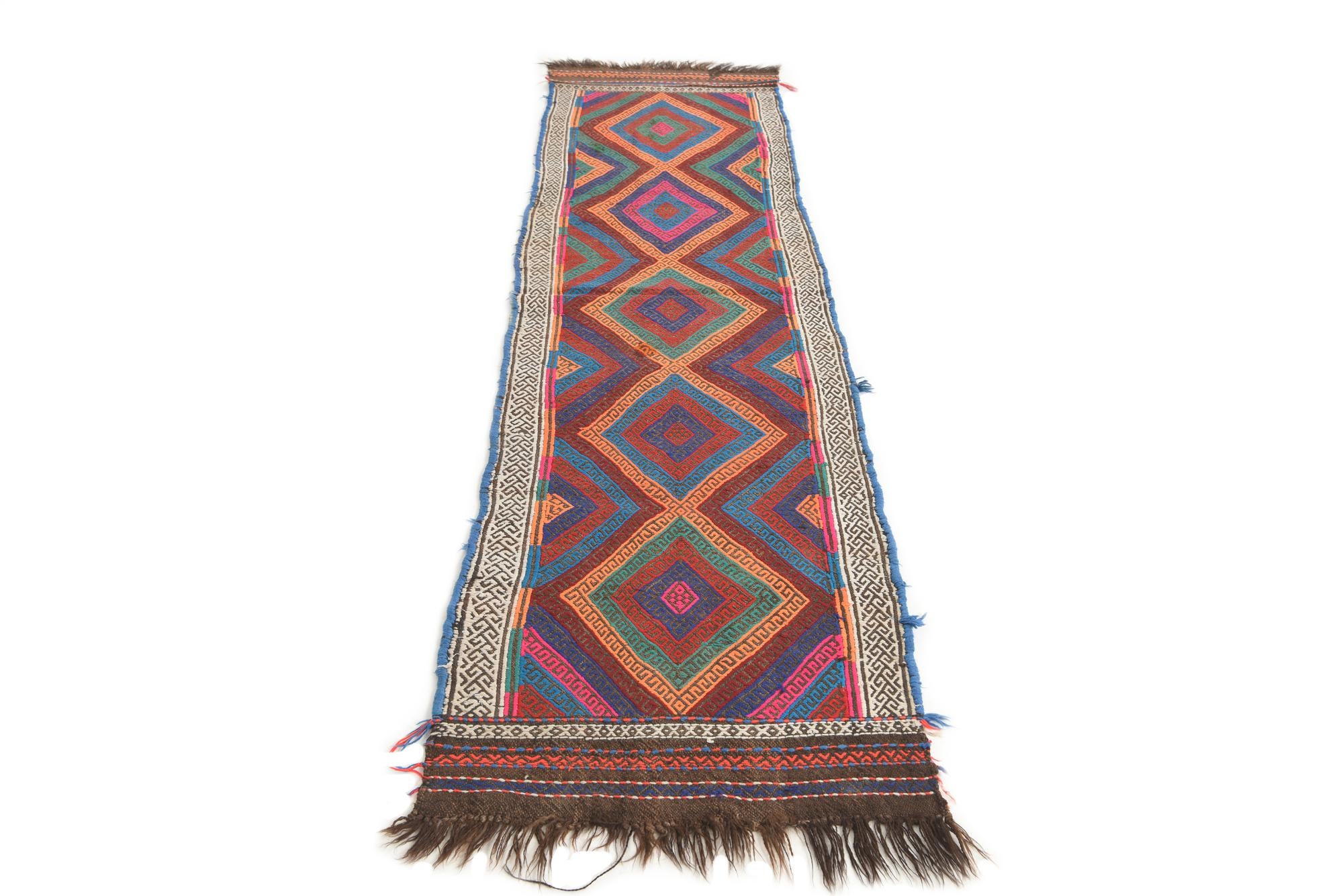 2' 1 x 8' 3 Hand Knotted Kilim Fars Persian Wool Runner Rug