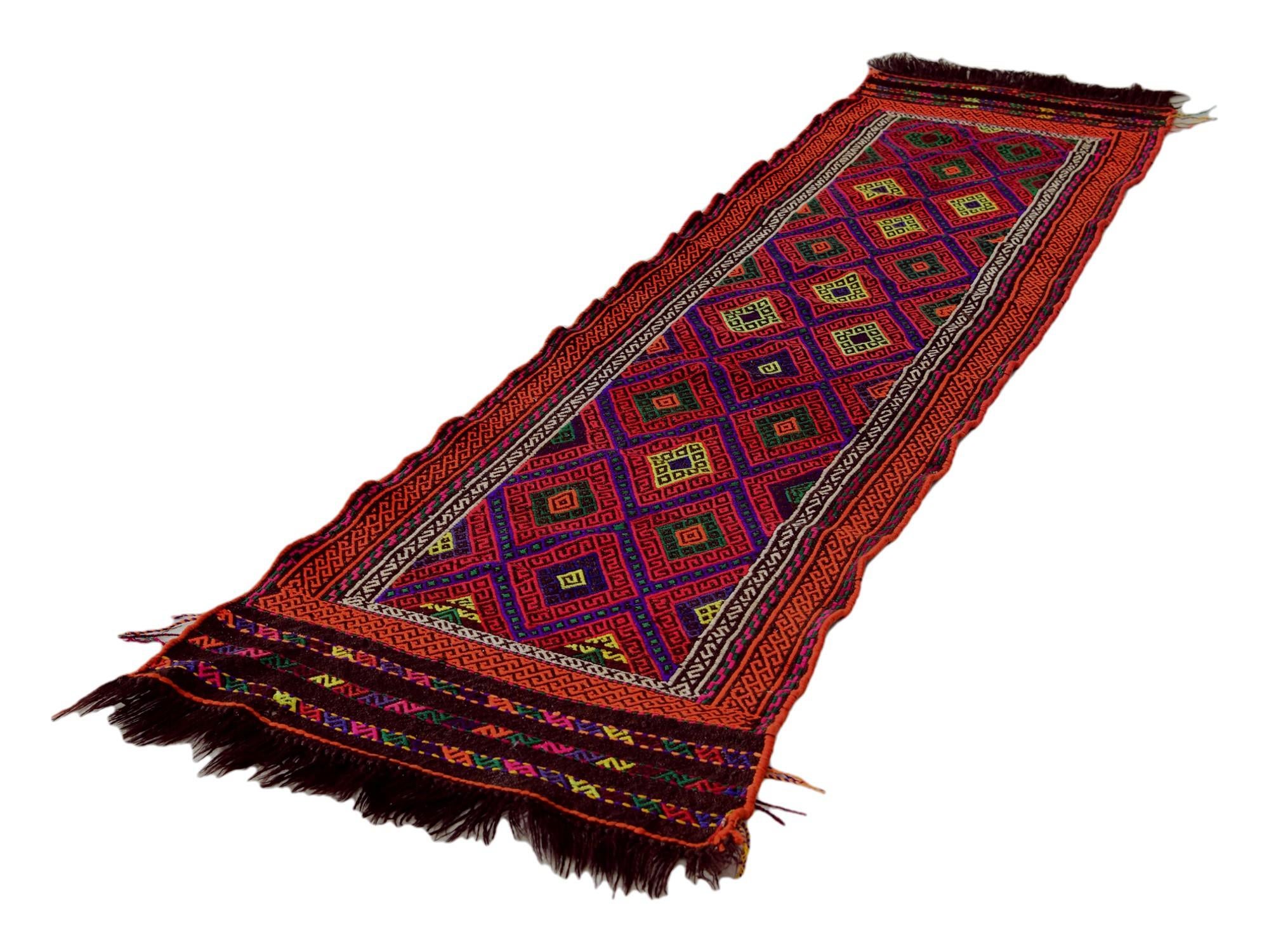 2' x 7' 9 Hand Knotted Kilim Fars Persian Wool Runner Rug