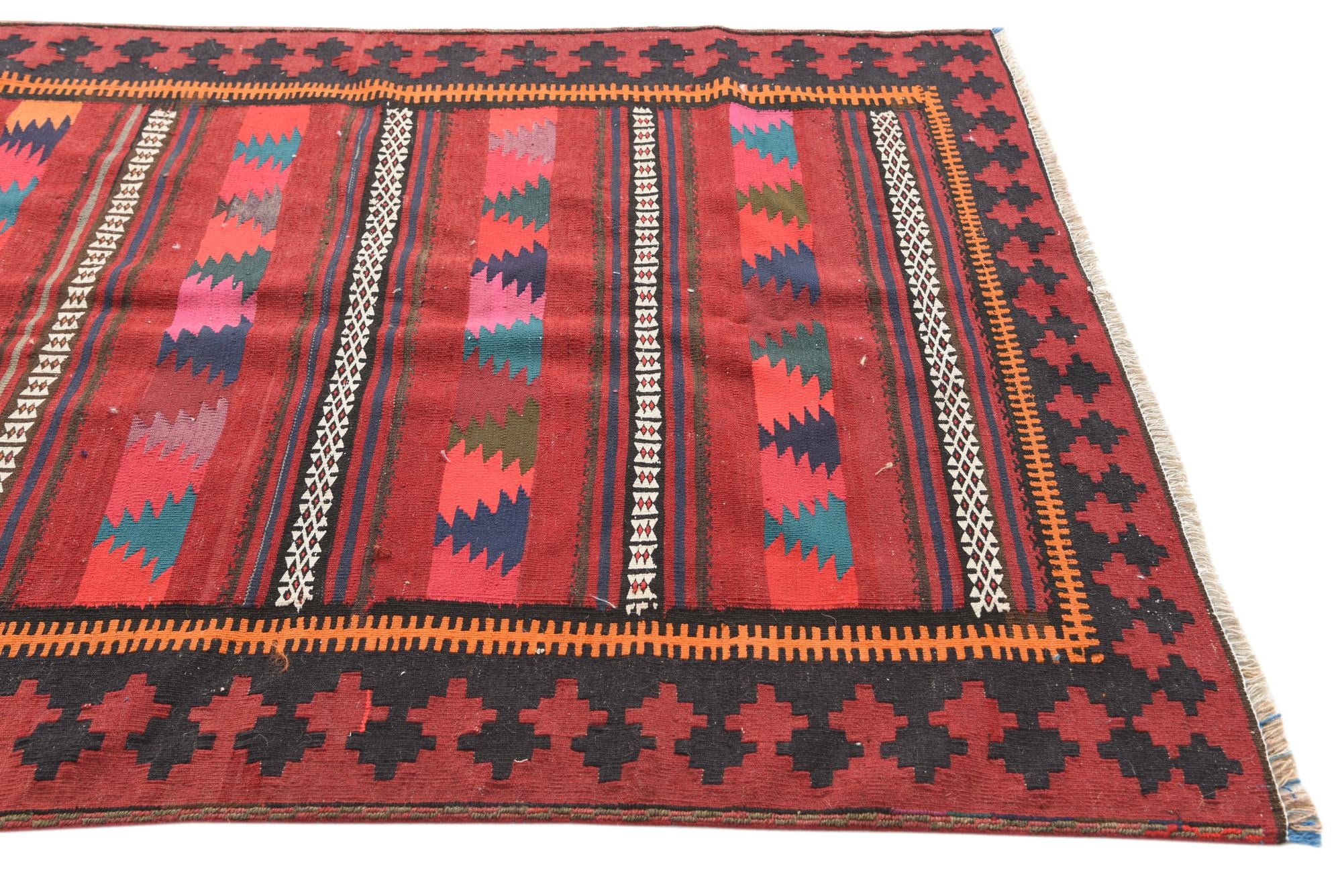 4' 4 x 10' 4 Hand Woven Kilim Fars Wool Runner Rug
