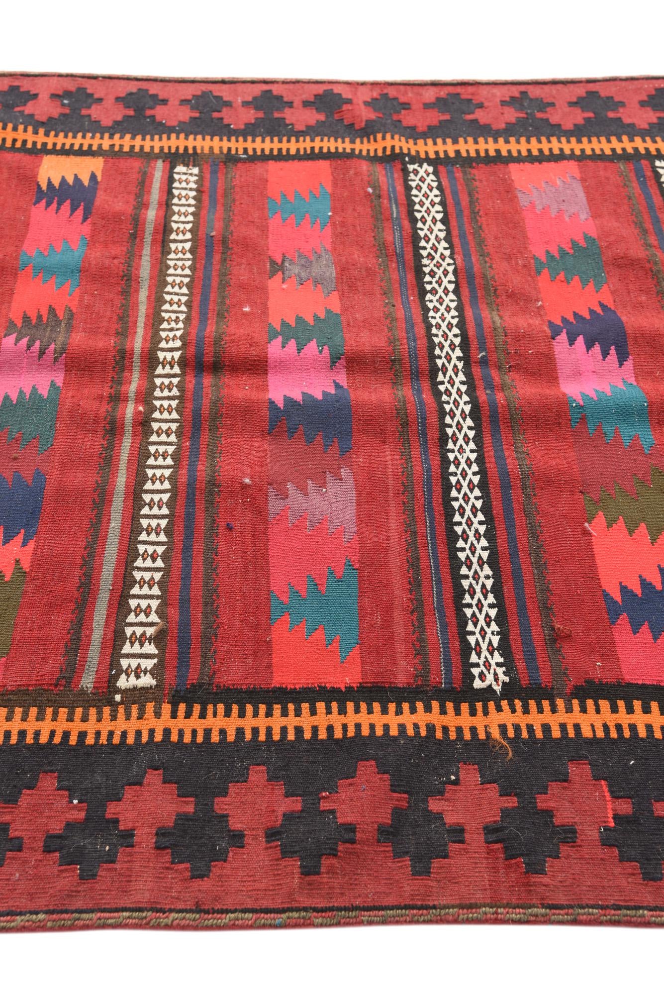 4' 4 x 10' 4 Hand Woven Kilim Fars Wool Runner Rug