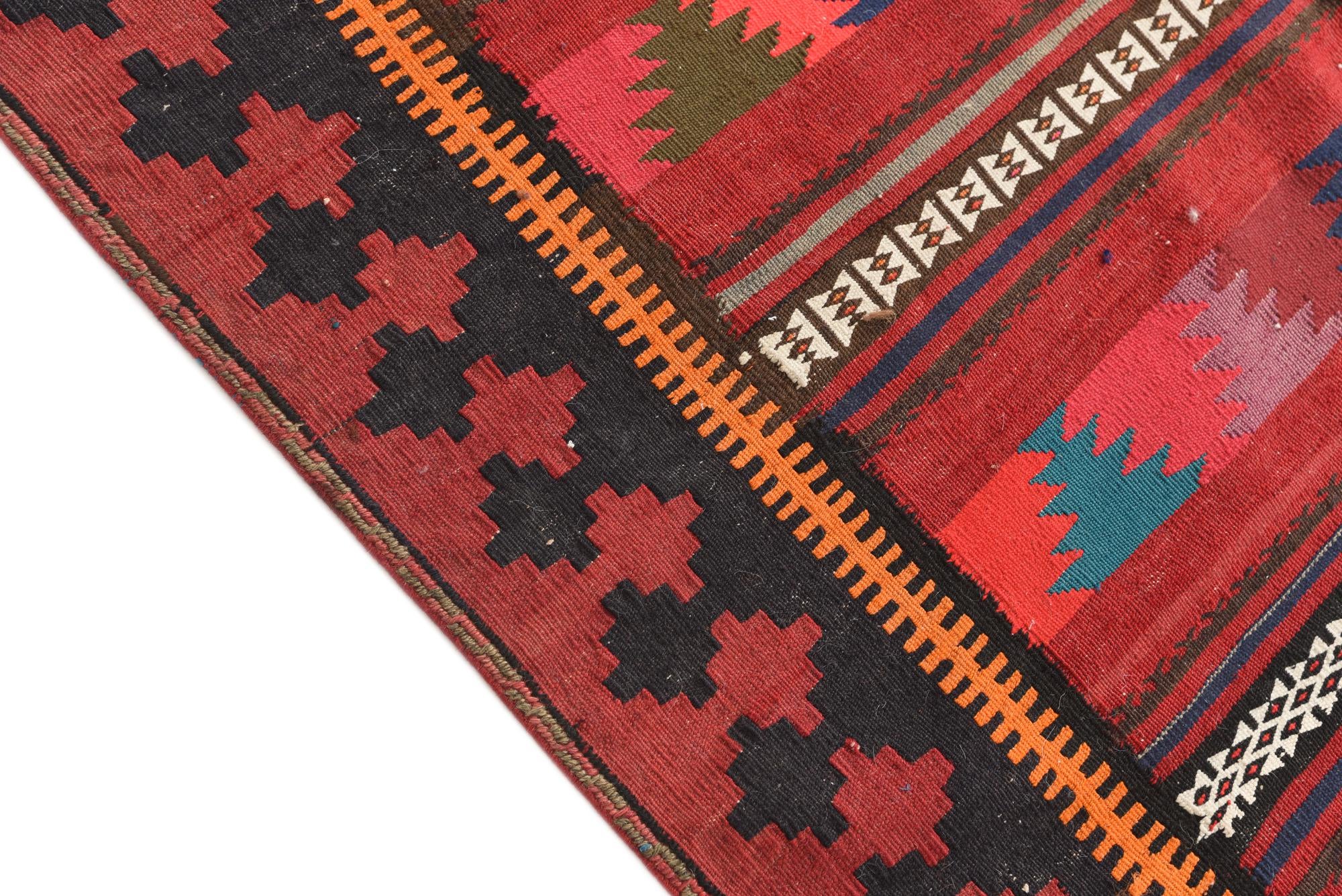 4' 4 x 10' 4 Hand Woven Kilim Fars Wool Runner Rug