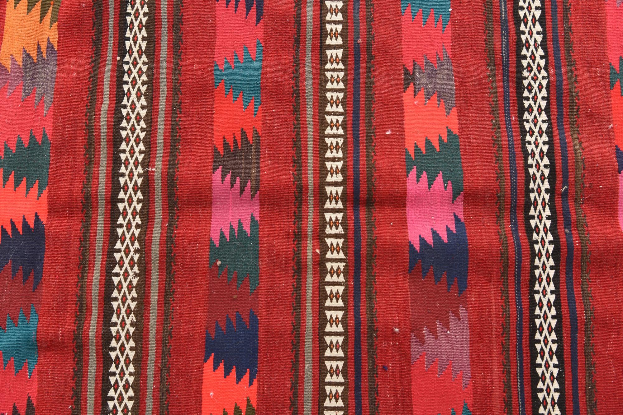 4' 4 x 10' 4 Hand Woven Kilim Fars Wool Runner Rug