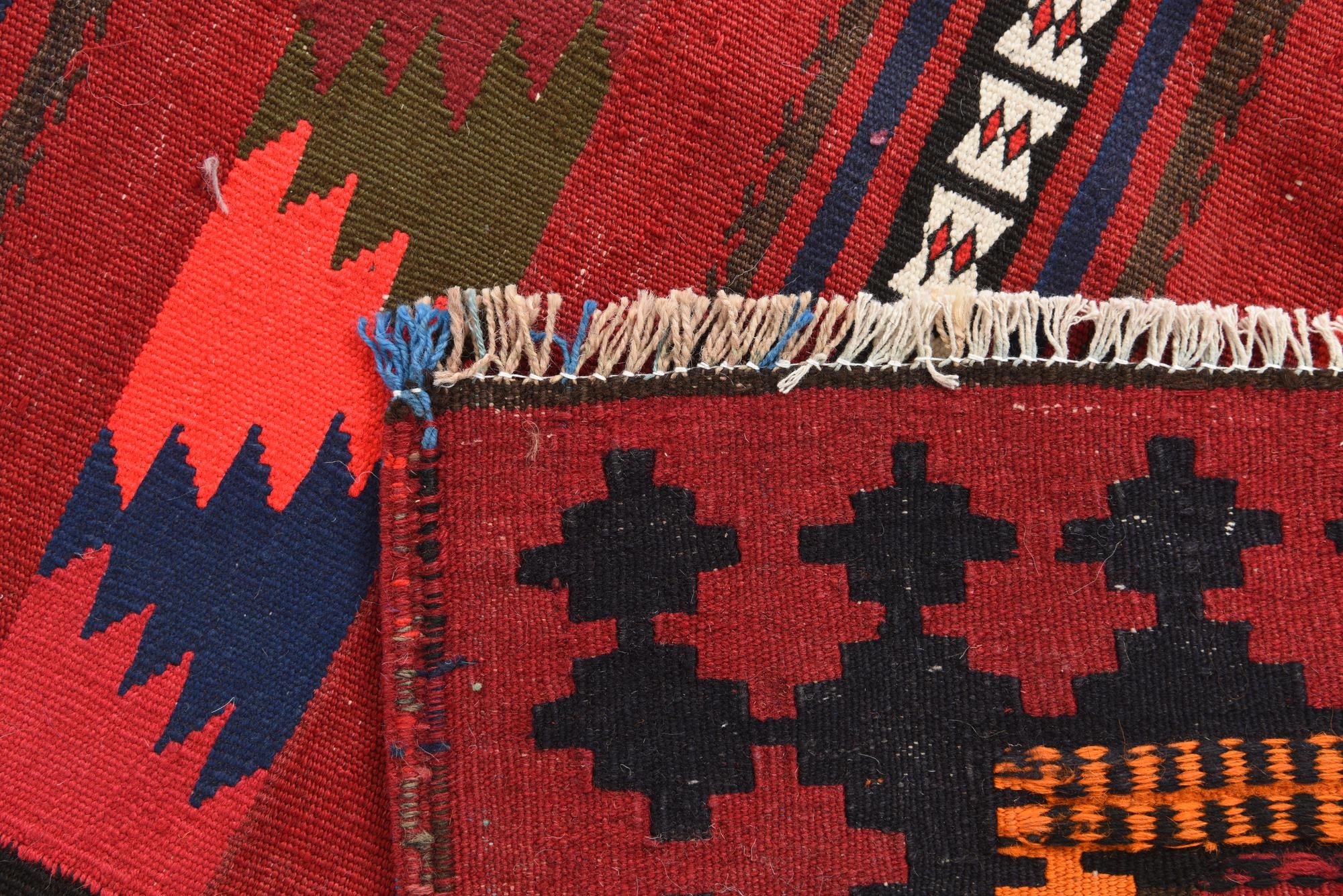 4' 4 x 10' 4 Hand Woven Kilim Fars Wool Runner Rug