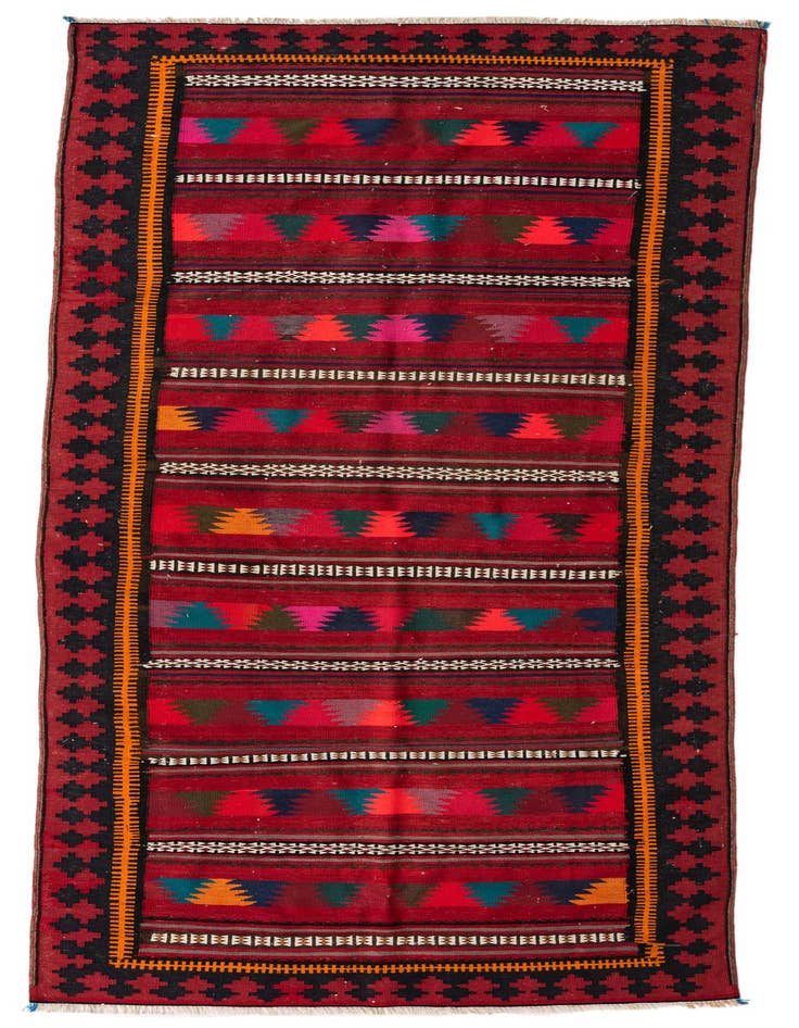 Detail image of 4' 4 x 10' 4 Hand Woven Kilim Fars Wool Runner Rug