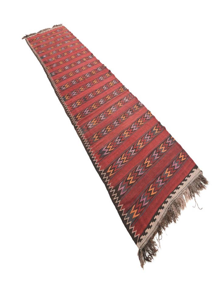 Detail image of 4' x 15' Hand Woven Kilim Fars Wool Runner Rug