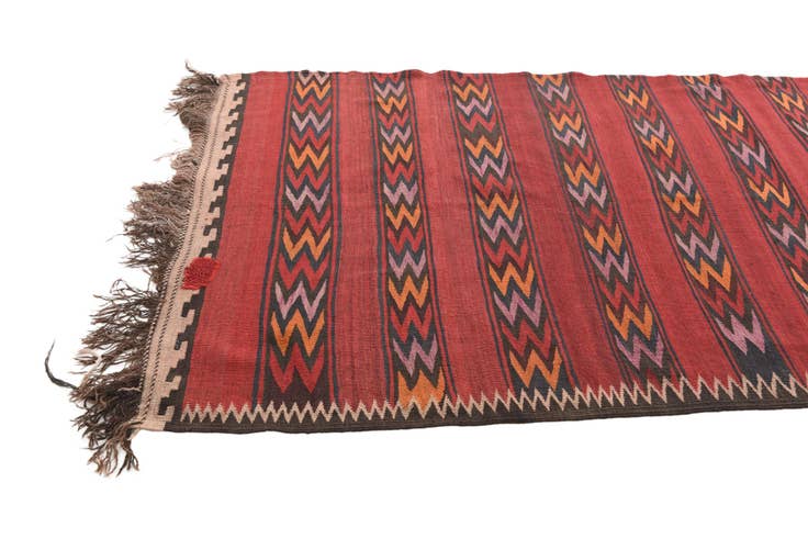 Detail image of 4' x 15' Hand Woven Kilim Fars Wool Runner Rug