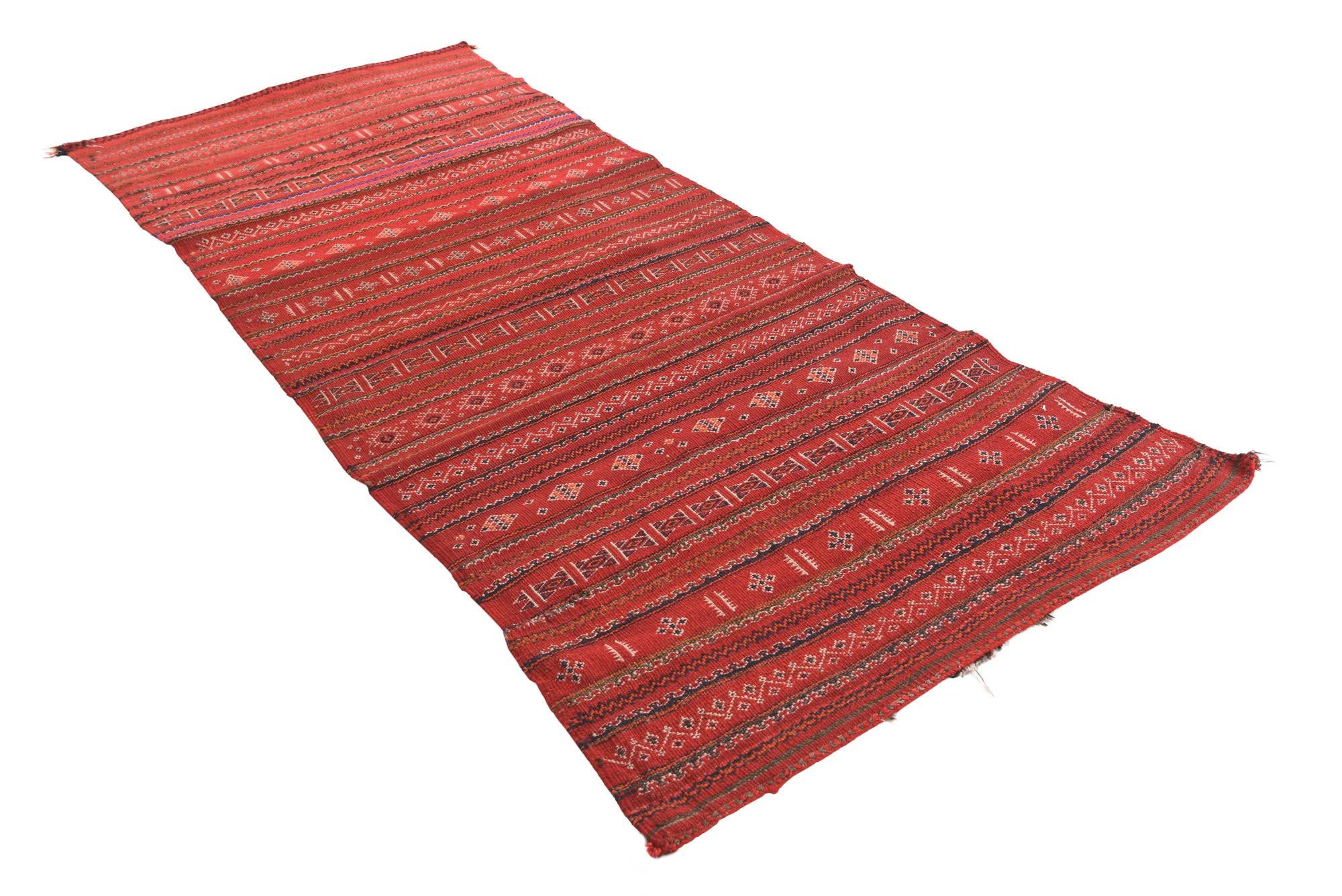 3' 3 x 7' 4 Hand Woven Kilim Fars Wool Runner Rug