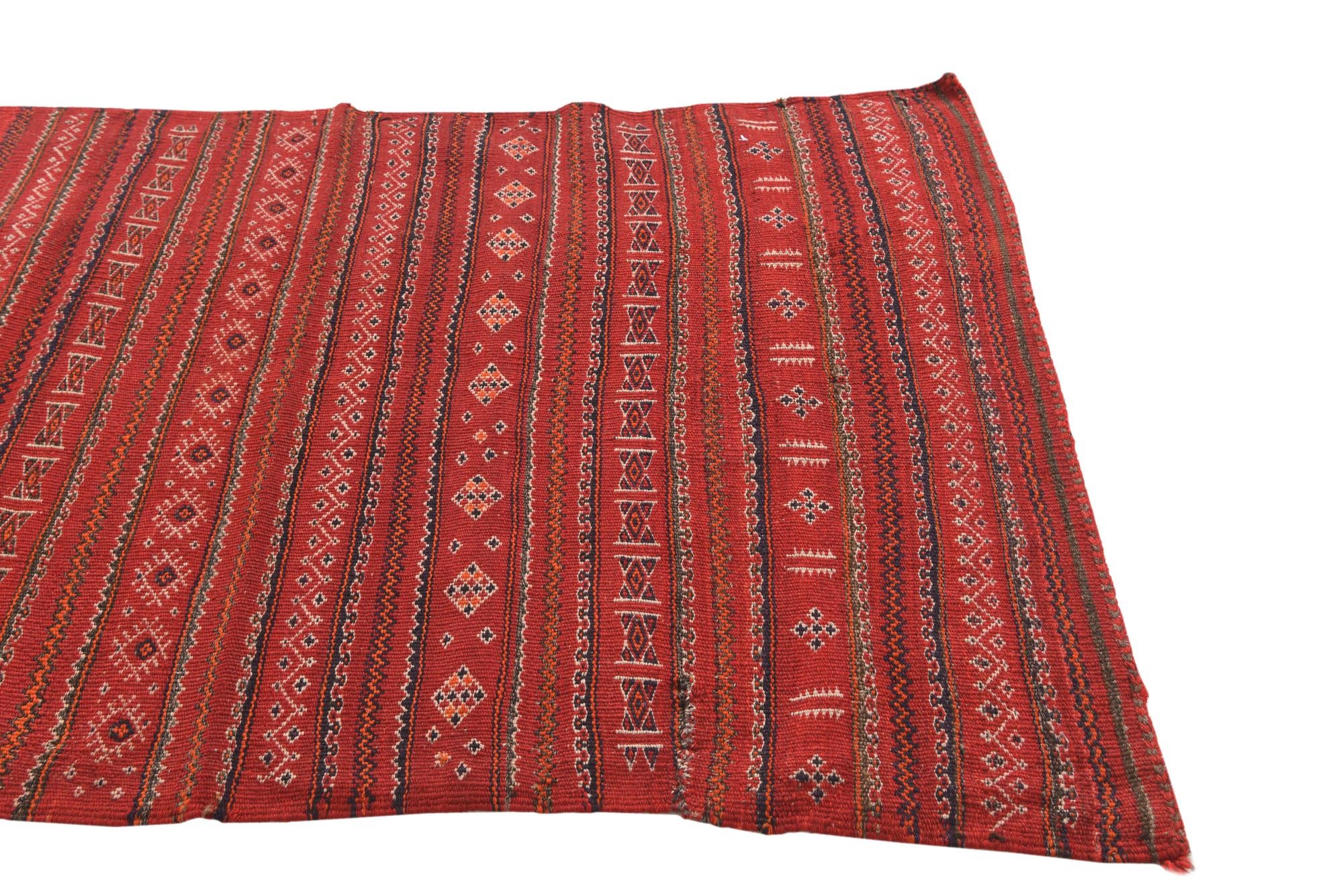 3' 3 x 7' 4 Hand Woven Kilim Fars Wool Runner Rug