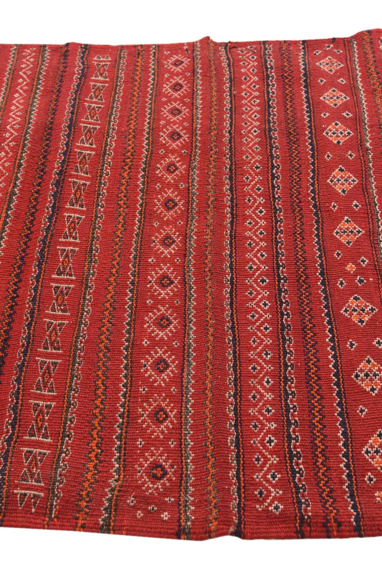 3' 3 x 7' 4 Hand Woven Kilim Fars Wool Runner Rug
