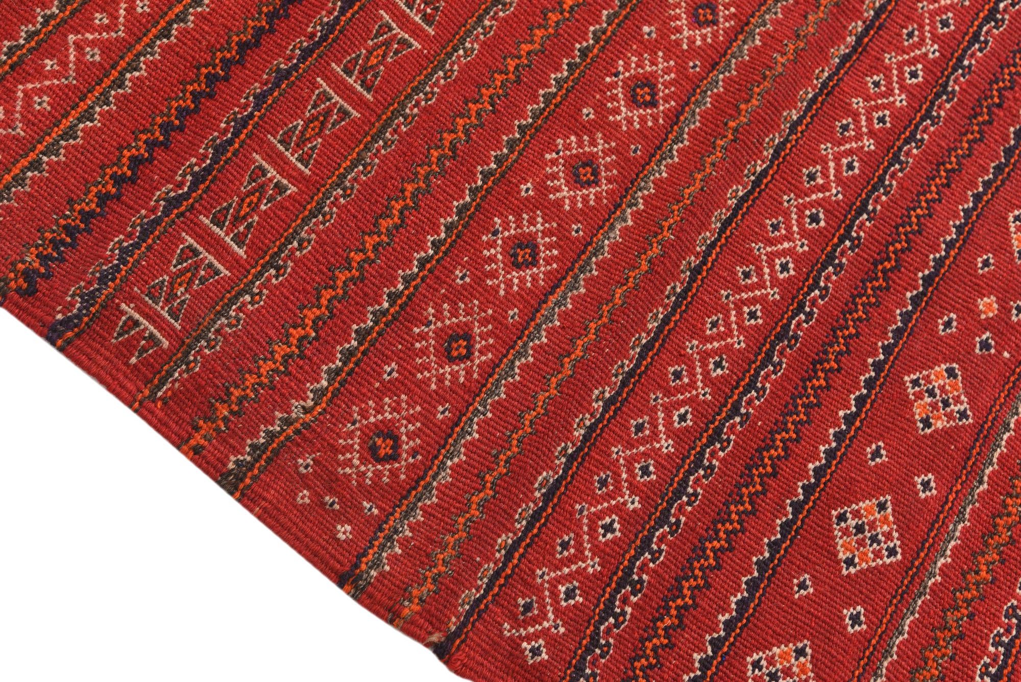 3' 3 x 7' 4 Hand Woven Kilim Fars Wool Runner Rug