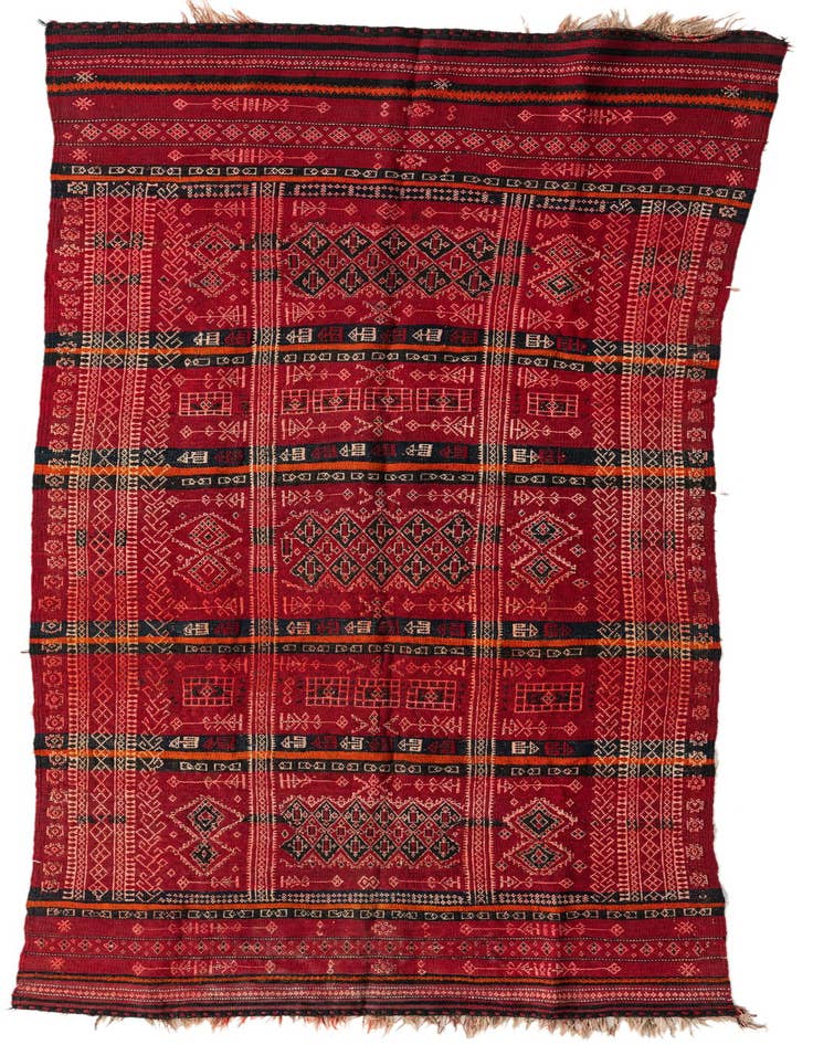 Detail image of 4' 4 x 9' 3 Hand Woven Kilim Fars Wool Runner Rug