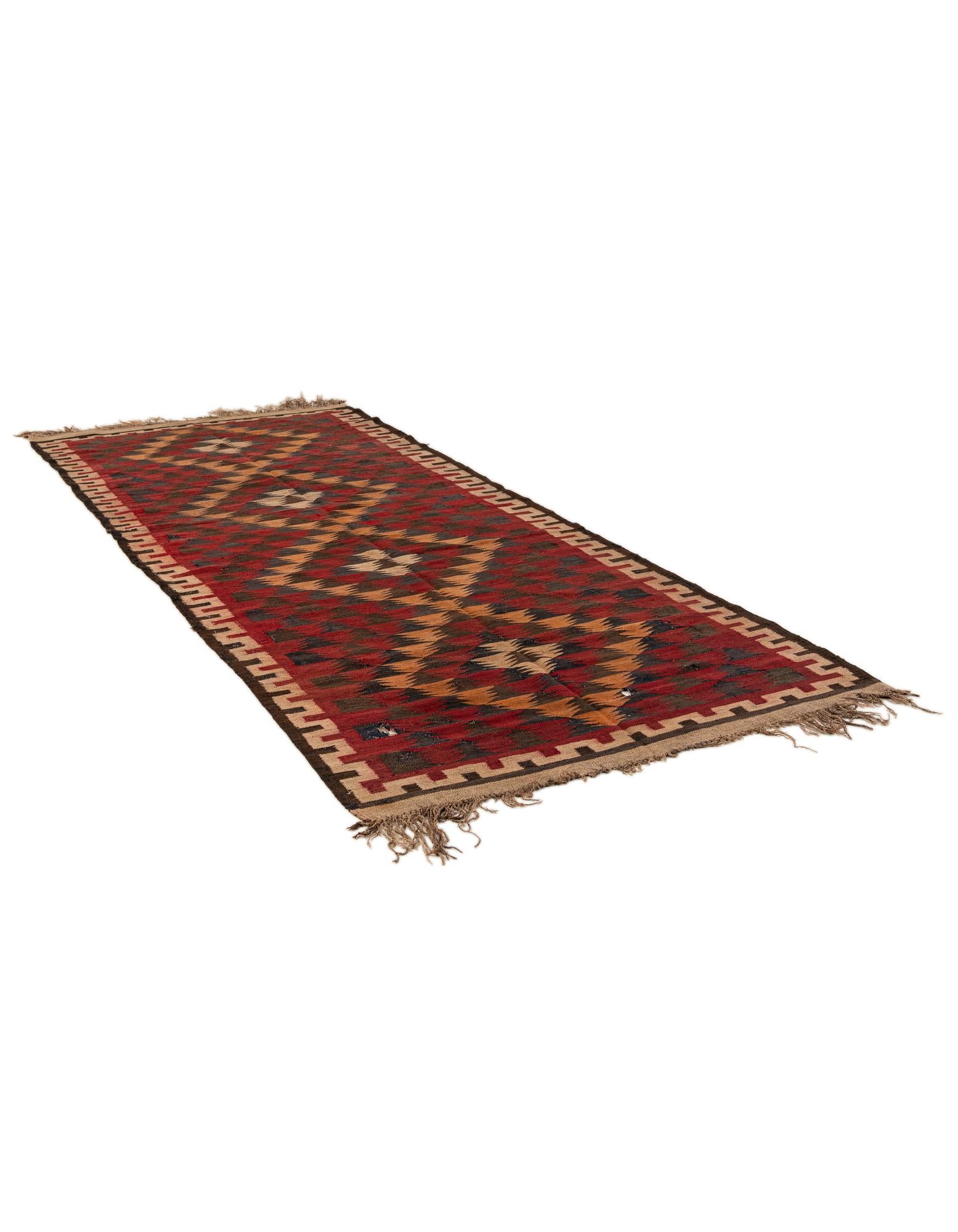 4' x 10' 3 Hand Woven Kilim Fars Wool Runner Rug
