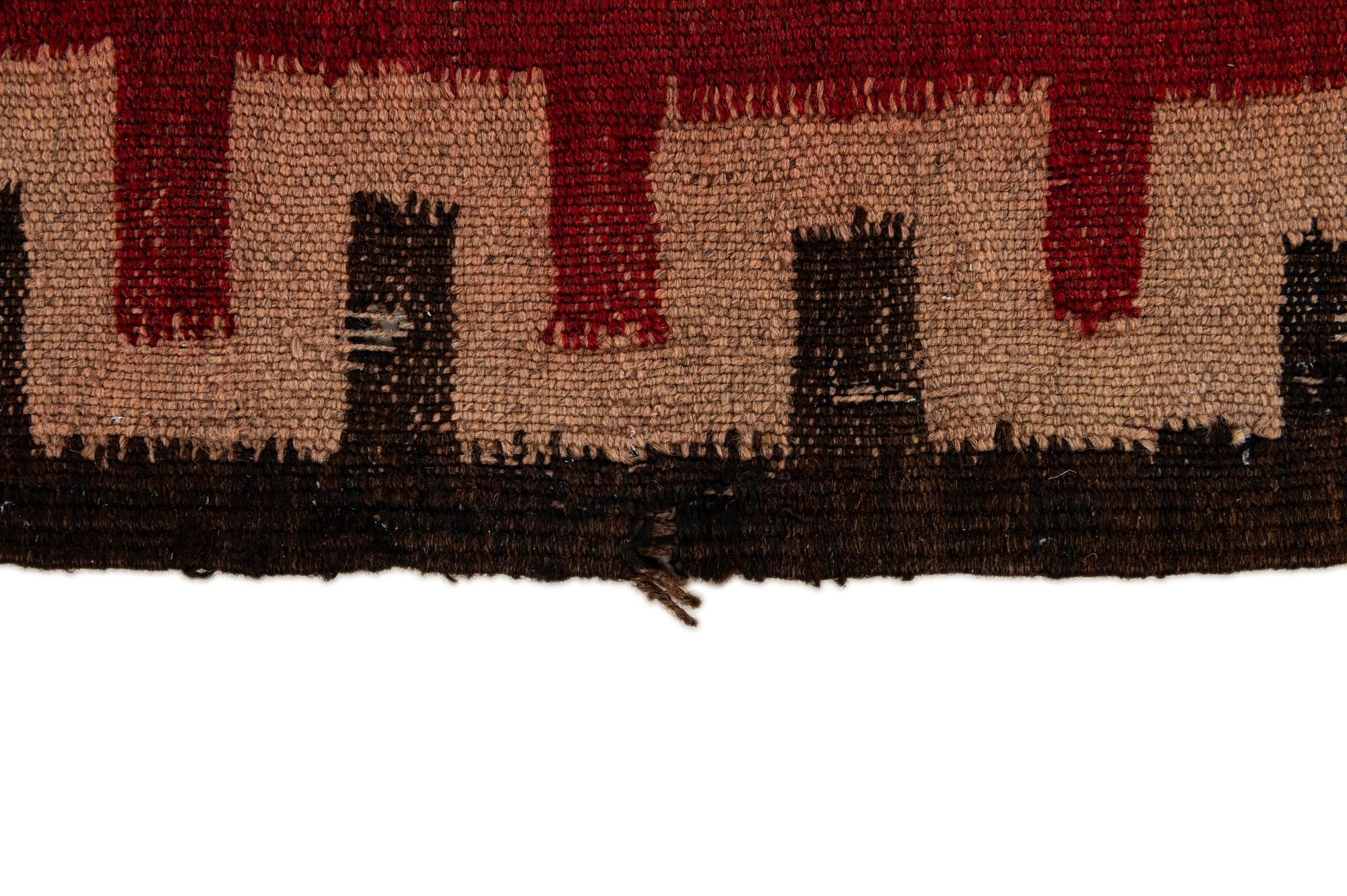 4' x 10' 3 Hand Woven Kilim Fars Wool Runner Rug
