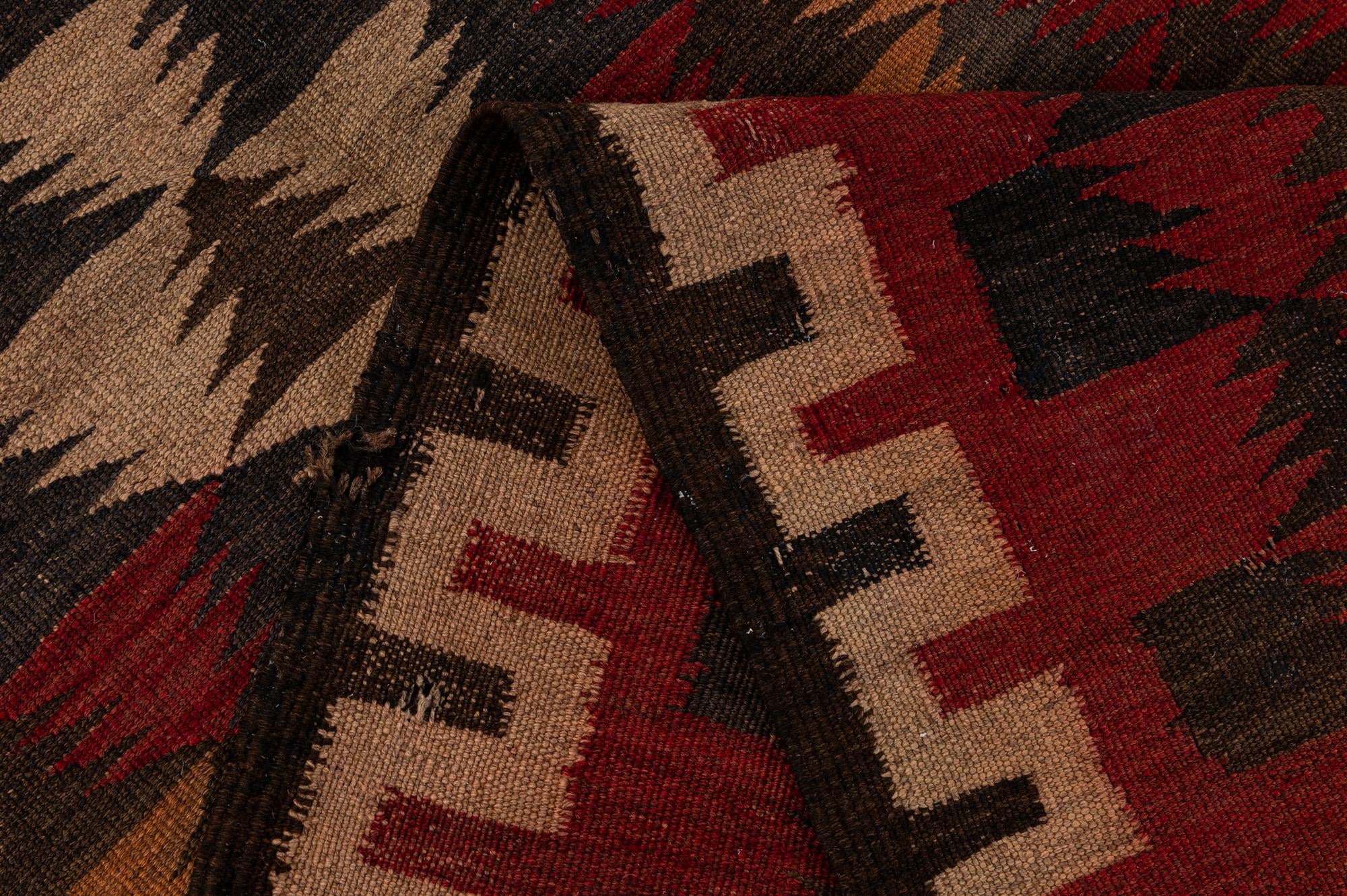 4' x 10' 3 Hand Woven Kilim Fars Wool Runner Rug