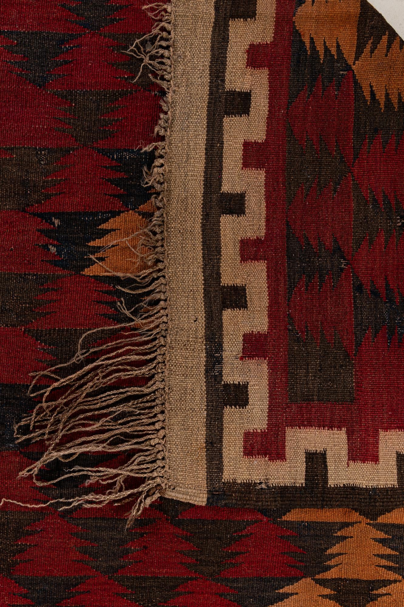 4' x 10' 3 Hand Woven Kilim Fars Wool Runner Rug