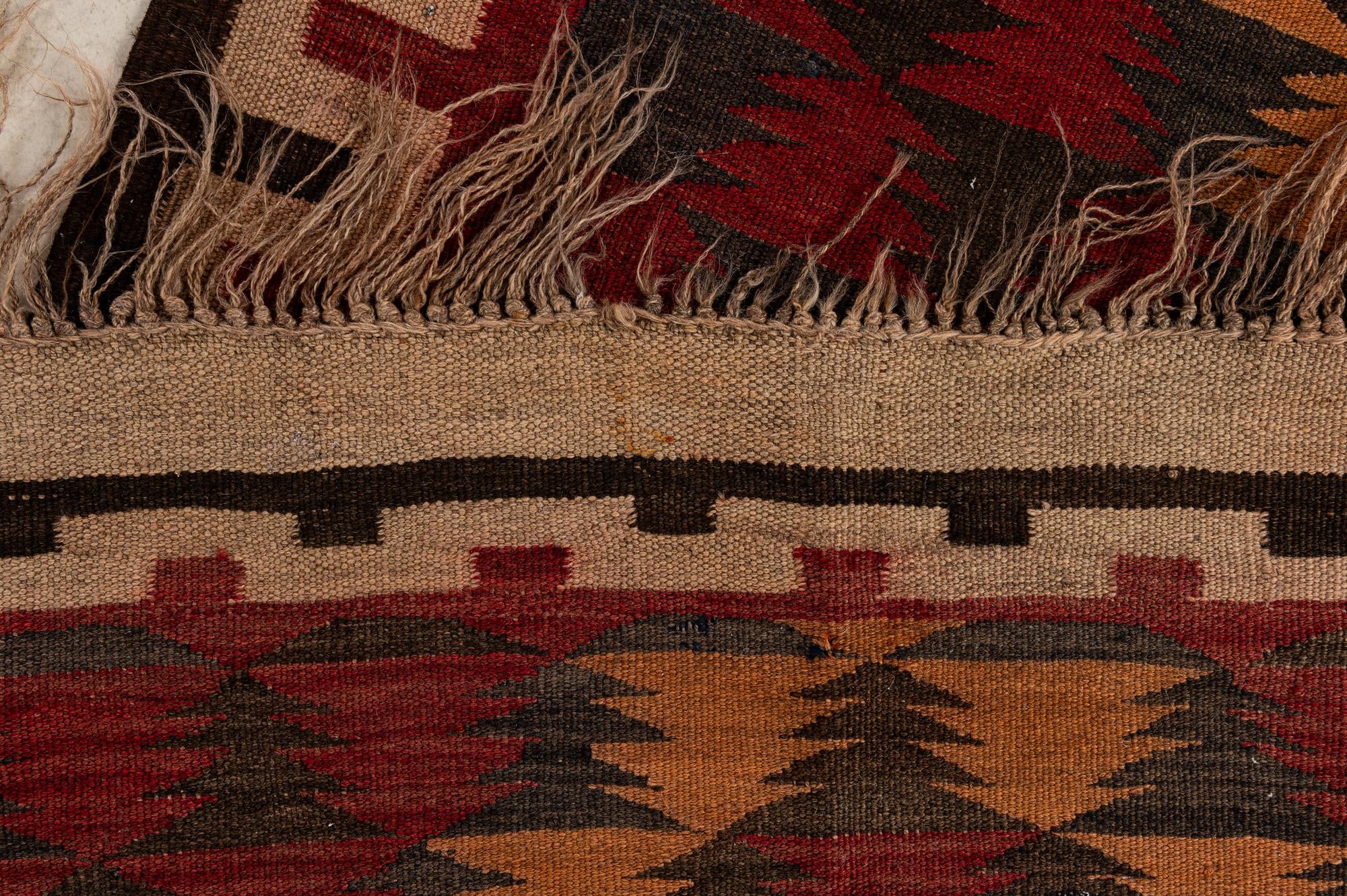 4' x 10' 3 Hand Woven Kilim Fars Wool Runner Rug
