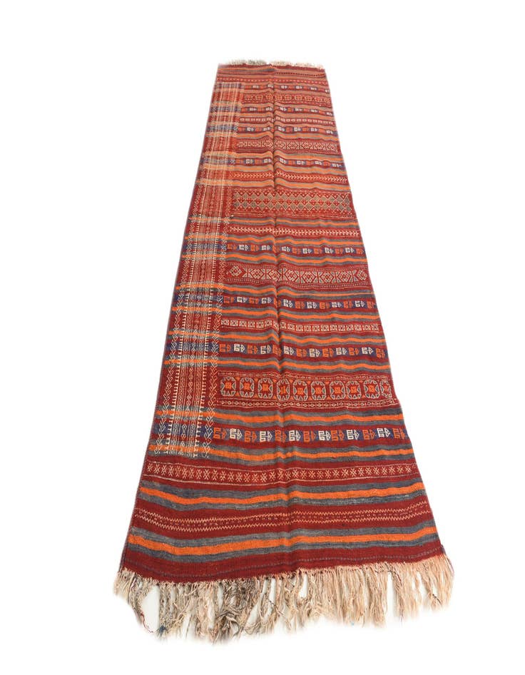 Detail image of 4' 4 x 11' 6  Hand Woven Kilim Fars Wool Runner Rug