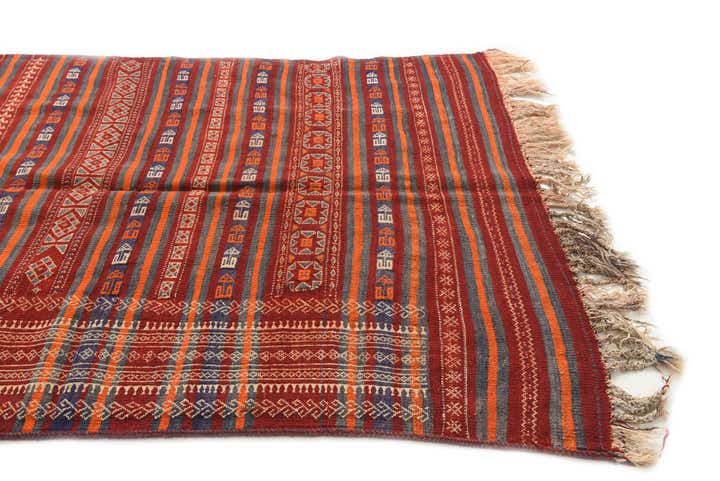4' 4 x 11' 6 Hand Woven Kilim Fars Wool Runner Rug
