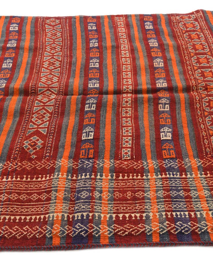 Detail image of 4' 4 x 11' 6 Hand Woven Kilim Fars Wool Runner Rug