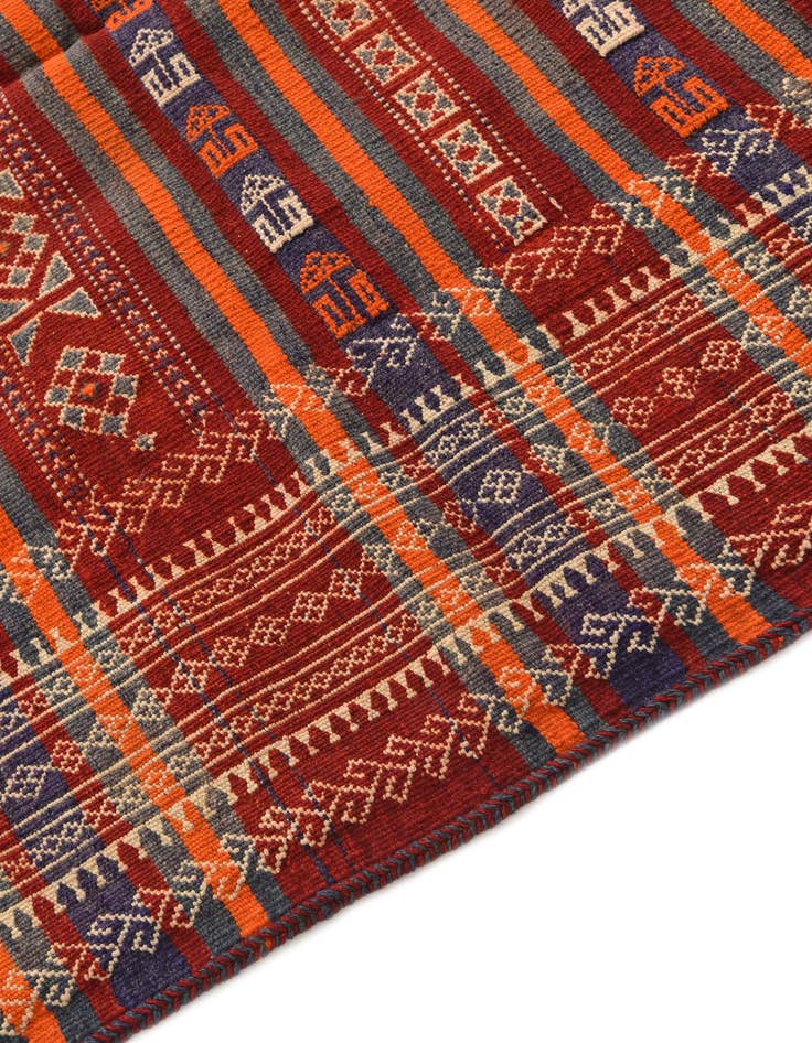 Detail image of 4' 4 x 11' 6 Hand Woven Kilim Fars Wool Runner Rug